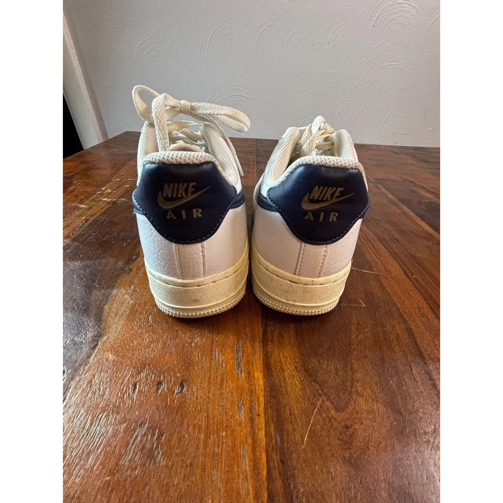 Nike Air Force 1‎ 07 Low Womens White Navy Gold Sneakers FZ6768-100 Size 9